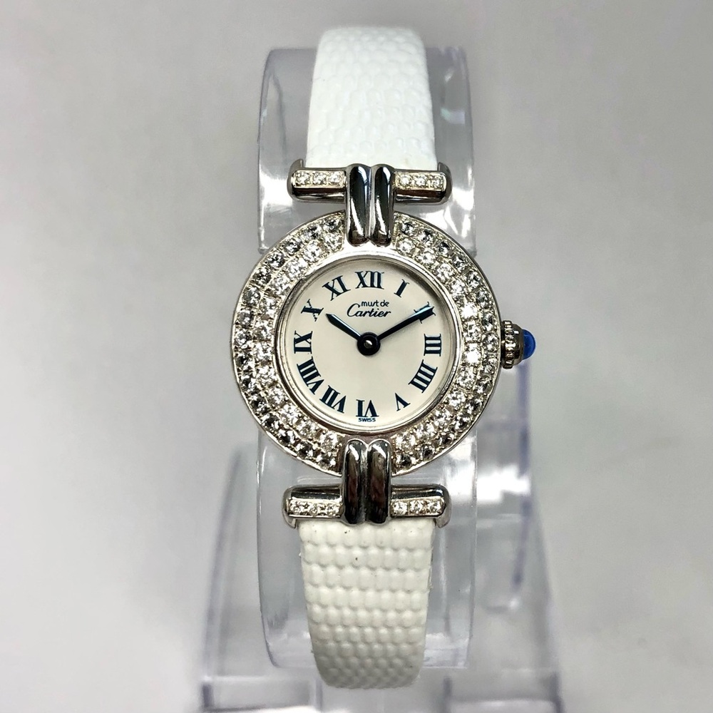 CARTIER VERMEIL COLISEE Quartz 24mm Silver 0.87TCW Diamond Watch White Dial
